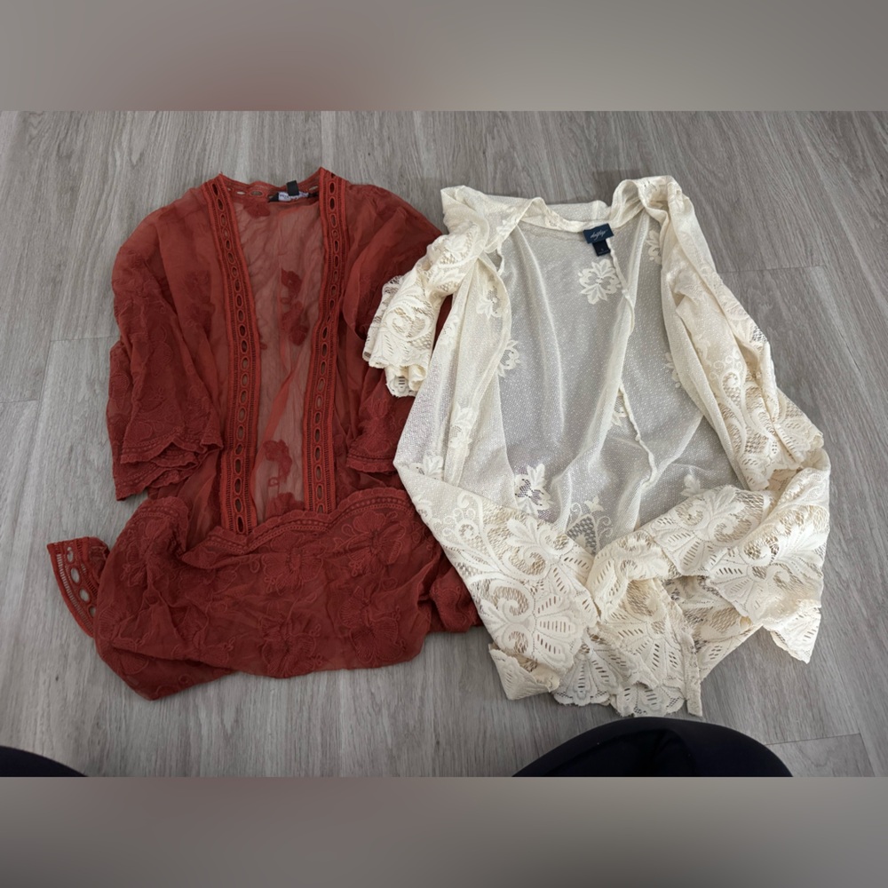 Rust and Cream Lace Coverups
